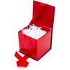 Hallmark Small Gift Box with Bow and Shredded Paper Fill (Red Signature 4 inch Gift Box with Glitter) for Birthdays, Graduations, Anniversaries, Christmas, Valentine’s Day, All Occasion(Red Glitter)