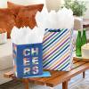 Hallmark Solid Gift Bag Assortment (8 Bags: 4 Medium 9″, 4 Large 13″) Blue, Green, Orange, Cheers, Stripes(Blue  Green  Orange)