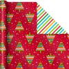 Hallmark Trendy Reversible Christmas Wrapping Paper for Kids (3 Rolls: 120 sq. ft. ttl) Dinosaurs, Koalas, Polar Bears, Penguins, Camels, Zebras, Stripes(Vibrant Brights  Stripes  Trees  Ornaments  Polka Dots)