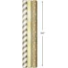 Hallmark White and Gold Wrapping Paper Rolls for Graduation, Birthday, Wedding, Bridal Shower, All Occasion – Brown Kraft Gift Wrap (Set of 3 Reversible Rolls: 75 sq. ft. ttl.)(Kraft Gold and White)