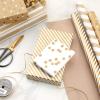 Hallmark White and Gold Wrapping Paper Rolls for Graduation, Birthday, Wedding, Bridal Shower, All Occasion – Brown Kraft Gift Wrap (Set of 3 Reversible Rolls: 75 sq. ft. ttl.)(Kraft Gold and White)