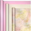 Hallmark Wrapping Paper Rolls for Birthday, Bridal Shower, Baby Shower, Gift Wrap Paper (Set of 6 Rolls: 180 sq. ft. ttl.) Butterflies, Gold Animal Print, Pink Flowers for All Occasions(Pink and Gold)