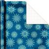 Hallmark Wrapping Paper Rolls for Graduation, Wedding, Birthday, Baby Shower, Bridal Shower – Foil Metallic Pastel Gift Wrap Paper (Set of 3 Reversible Rolls: 120 sq. ft. ttl.)(Navy Blue Snowflakes  Gold  Happy Holidays)