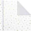 Hallmark Wrapping Paper Rolls for Weddings, Bridal Showers, Birthdays – Gold and White Gift Wrap Paper (Set of 3 Rolls: 105 sq. ft. ttl.) Metallic Striped and Polka Dot for All Occasions(White and Gold)