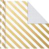 Hallmark Wrapping Paper Rolls for Weddings, Bridal Showers, Birthdays – Gold and White Gift Wrap Paper (Set of 3 Rolls: 105 sq. ft. ttl.) Metallic Striped and Polka Dot for All Occasions(White and Gold)