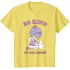 Rainbow Brite Be Kind To All Kinds Shy Violet & Bunny T-Shirt(Lemon Yellow)