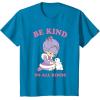 Rainbow Brite Be Kind To All Kinds Shy Violet & Bunny T-Shirt(Sapphire Blue)