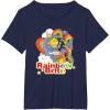 Rainbow Brite Wisp Sliding Down Rainbows Portrait T-Shirt(Navy Blue)