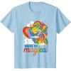 Rainbow Brite Woke Up Magical Vintage Rainbow Slide T-Shirt(Baby Blue)