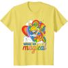 Rainbow Brite Woke Up Magical Vintage Rainbow Slide T-Shirt(Lemon Yellow)