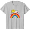 Rainbow Brite & Sprite Vintage Rainbow And Stars Portrait T-Shirt(Silver Grey)