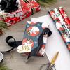 Scotch Hallmark Christmas Wrapping Paper Rolls Magic Tape (Set of 3 Gift Wrap Rolls with 6 Rolls of Tape) Vintage Holiday Designs – Dancing Santa, Snowman, Merry, Jolly, Happy, Peace(Magic Tape + Wrapping Paper)