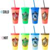 Silver Buffalo Rainbow Brite 4 pack Color Change Plastic Tumbler Set Featuring Rainbow Brite, Patty O’Green, La La Orange, and Shy Violet, 24 Ounces(Harry Potter House Crests)