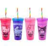 Silver Buffalo Rainbow Brite 4 pack Color Change Plastic Tumbler Set Featuring Rainbow Brite, Patty O’Green, La La Orange, and Shy Violet, 24 Ounces(Hello Kitty and Friends Kogyaru)