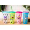 Silver Buffalo Rainbow Brite 4 pack Color Change Plastic Tumbler Set Featuring Rainbow Brite, Patty O’Green, La La Orange, and Shy Violet, 24 Ounces(Hello Kitty and Friends Sticker)