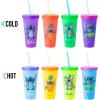 Silver Buffalo Rainbow Brite 4 pack Color Change Plastic Tumbler Set Featuring Rainbow Brite, Patty O’Green, La La Orange, and Shy Violet, 24 Ounces(Lilo and Stitch Tropical Poses)
