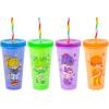 Silver Buffalo Rainbow Brite 4 pack Color Change Plastic Tumbler Set Featuring Rainbow Brite, Patty O’Green, La La Orange, and Shy Violet, 24 Ounces(Rainbow Brite RB Color)