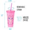 Silver Buffalo Rainbow Brite 4 pack Color Change Plastic Tumbler Set Featuring Rainbow Brite, Patty O’Green, La La Orange, and Shy Violet, 24 Ounces(Stitch and Angel)