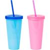Silver Buffalo Rainbow Brite 4 pack Color Change Plastic Tumbler Set Featuring Rainbow Brite, Patty O’Green, La La Orange, and Shy Violet, 24 Ounces(Stitch and Angel)