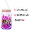 Silver Buffalo Rainbow Brite Balloon Glass Tumbler with Bamboo Lid and Glass Straw, 16 Ounces(Bratz Purple Flames)
