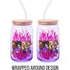 Silver Buffalo Rainbow Brite Balloon Glass Tumbler with Bamboo Lid and Glass Straw, 16 Ounces(Bratz Purple Flames)