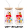 Silver Buffalo Rainbow Brite Balloon Glass Tumbler with Bamboo Lid and Glass Straw, 16 Ounces(Care Bear Cousins Group)