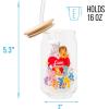 Silver Buffalo Rainbow Brite Balloon Glass Tumbler with Bamboo Lid and Glass Straw, 16 Ounces(Care Bear Cousins Group)