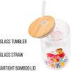 Silver Buffalo Rainbow Brite Balloon Glass Tumbler with Bamboo Lid and Glass Straw, 16 Ounces(Care Bear Cousins Group)