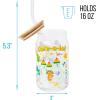 Silver Buffalo Rainbow Brite Balloon Glass Tumbler with Bamboo Lid and Glass Straw, 16 Ounces(Care Bears Care-A-Lot Land)