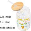 Silver Buffalo Rainbow Brite Balloon Glass Tumbler with Bamboo Lid and Glass Straw, 16 Ounces(Care Bears Care-A-Lot Land)