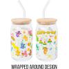 Silver Buffalo Rainbow Brite Balloon Glass Tumbler with Bamboo Lid and Glass Straw, 16 Ounces(Care Bears Care-A-Lot Land)