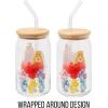 Silver Buffalo Rainbow Brite Balloon Glass Tumbler with Bamboo Lid and Glass Straw, 16 Ounces(Care Bears Watercolor)