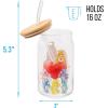 Silver Buffalo Rainbow Brite Balloon Glass Tumbler with Bamboo Lid and Glass Straw, 16 Ounces(Care Bears Watercolor)