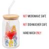 Silver Buffalo Rainbow Brite Balloon Glass Tumbler with Bamboo Lid and Glass Straw, 16 Ounces(Care Bears Watercolor)
