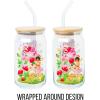 Silver Buffalo Rainbow Brite Balloon Glass Tumbler with Bamboo Lid and Glass Straw, 16 Ounces(Care Bears and Strawberry Shortcake)