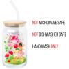 Silver Buffalo Rainbow Brite Balloon Glass Tumbler with Bamboo Lid and Glass Straw, 16 Ounces(Care Bears and Strawberry Shortcake)