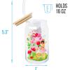 Silver Buffalo Rainbow Brite Balloon Glass Tumbler with Bamboo Lid and Glass Straw, 16 Ounces(Care Bears and Strawberry Shortcake)