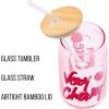 Silver Buffalo Rainbow Brite Balloon Glass Tumbler with Bamboo Lid and Glass Straw, 16 Ounces(Cherry Coke)