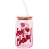 Silver Buffalo Rainbow Brite Balloon Glass Tumbler with Bamboo Lid and Glass Straw, 16 Ounces(Cherry Coke Glitter Iridescent)