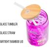 Silver Buffalo Rainbow Brite Balloon Glass Tumbler with Bamboo Lid and Glass Straw, 16 Ounces(Mean Girls Iconic Quotes)