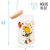 Silver Buffalo Rainbow Brite Balloon Glass Tumbler with Bamboo Lid and Glass Straw, 16 Ounces(Rainbow Brite)