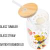 Silver Buffalo Rainbow Brite Balloon Glass Tumbler with Bamboo Lid and Glass Straw, 16 Ounces(Rainbow Brite)