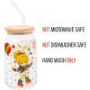 Silver Buffalo Rainbow Brite Balloon Glass Tumbler with Bamboo Lid and Glass Straw, 16 Ounces(Rainbow Brite)