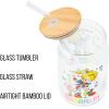 Silver Buffalo Rainbow Brite Balloon Glass Tumbler with Bamboo Lid and Glass Straw, 16 Ounces(Rainbow Brite Featuring Twink)