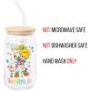 Silver Buffalo Rainbow Brite Balloon Glass Tumbler with Bamboo Lid and Glass Straw, 16 Ounces(Rainbow Brite Featuring Twink)