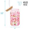 Silver Buffalo Rainbow Brite Balloon Glass Tumbler with Bamboo Lid and Glass Straw, 16 Ounces(Strawberry Shortcake Cupcakes and Jam)