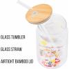 Silver Buffalo Rainbow Brite Balloon Glass Tumbler with Bamboo Lid and Glass Straw, 16 Ounces(Strawberry Shortcake Sliding Rainbow)