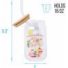 Silver Buffalo Rainbow Brite Balloon Glass Tumbler with Bamboo Lid and Glass Straw, 16 Ounces(Strawberry Shortcake Sliding Rainbow)