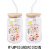 Silver Buffalo Rainbow Brite Balloon Glass Tumbler with Bamboo Lid and Glass Straw, 16 Ounces(Strawberry Shortcake Sliding Rainbow)