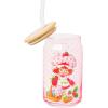 Silver Buffalo Rainbow Brite Balloon Glass Tumbler with Bamboo Lid and Glass Straw, 16 Ounces(Strawberry Shortcake White Polka Dot)